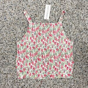 Janie and Jack Top Girls 14 Smocked Floral Pink Green Shirt Tropical